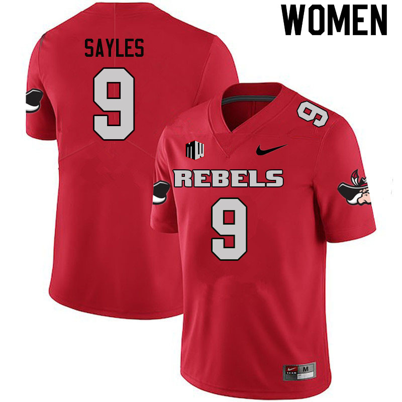 Women #9 Isaiah Sayles UNLV Rebels College Football Jerseys Sale-Scarlet - Click Image to Close